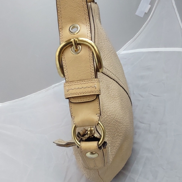 Coach Cream Textured Leather Hobo Bag - Picture 3 of 9
